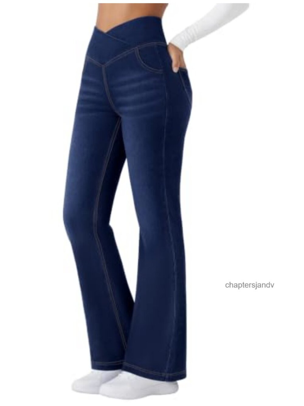 Women's Flare Jeans Crossover High Waisted Pull-On Bootcut Stretchy Denim